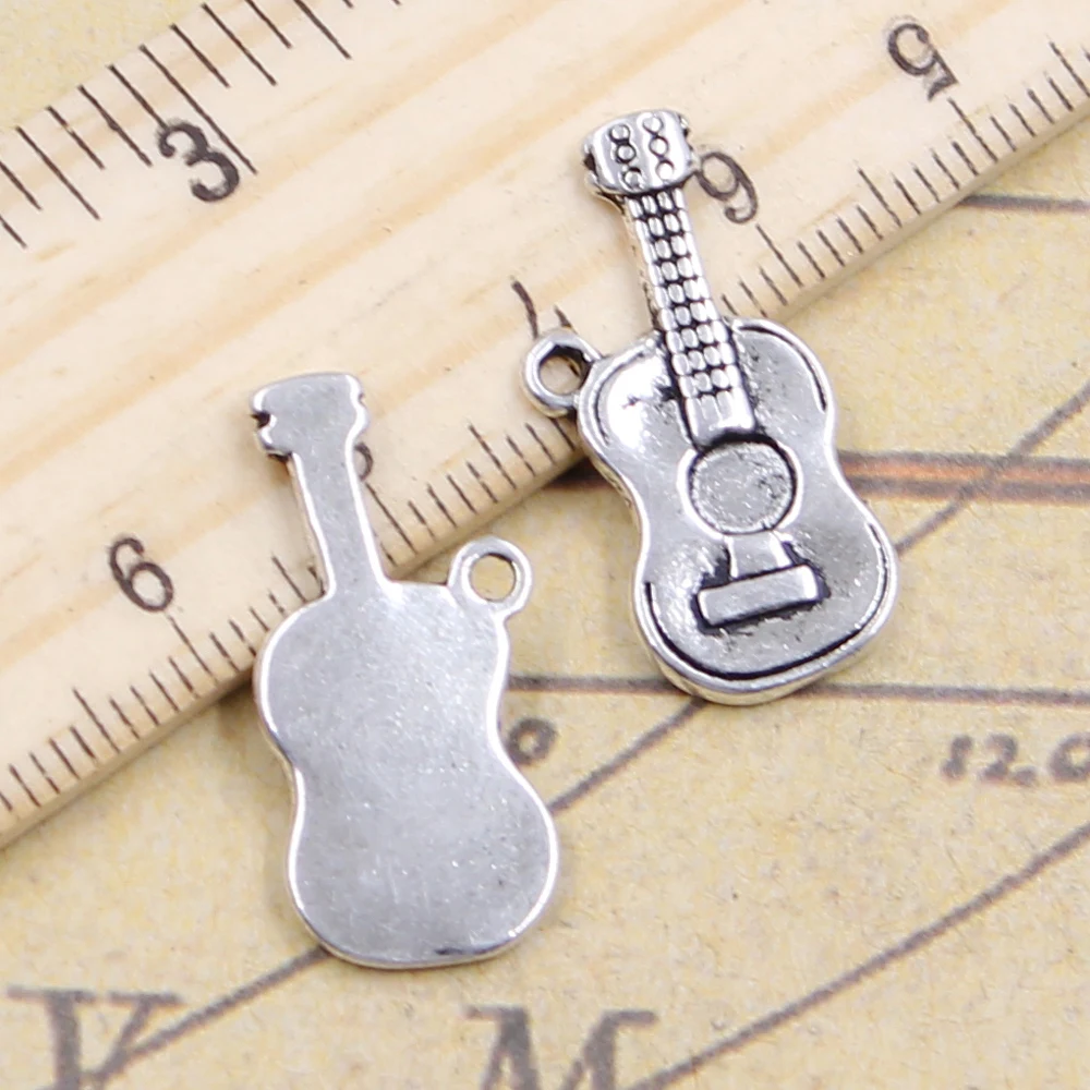 10pcs Charms Music Guitar 25x12mm Tibetan Silver Color Pendants Antique Jewelry Making DIY Handmade Craft