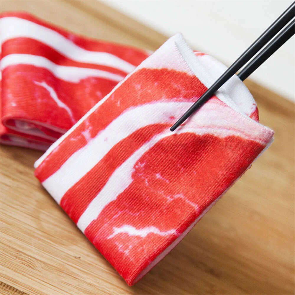 Steak Gift Weird Novelty Funny Chef Joke Beef Meat Socks Vegan Bacon Pork Gag Socks Cotton Sox New Year's Gift for Firends 2024