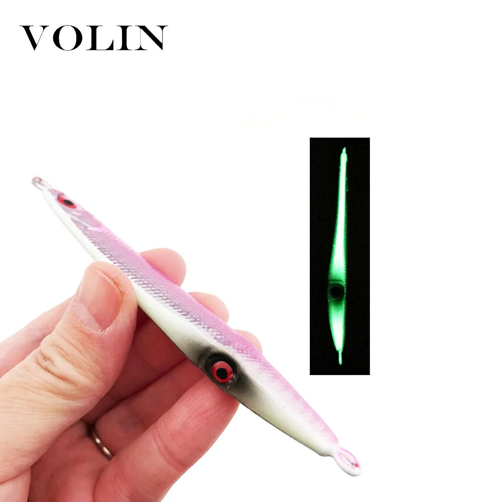 VOLIN NEW Model 1pc Fast Fall Ocean Trolling Metal Lure 60g 80g 100g Hard Lure Fishing Metal Jig SaltWater Lure Glow