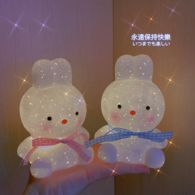 Ins wind lovely online celebrity desktop rabbit nightlight home creative girl heart bedroom bedside lamp decorative ornaments