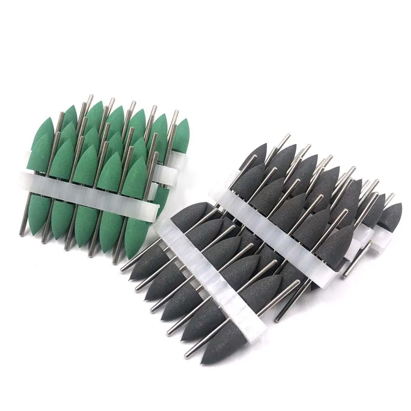 50pcs Grey Green Dental SILICONE Polishers Resin Base Acrylic Polishing Burs New Dental lab burs 2.35mm