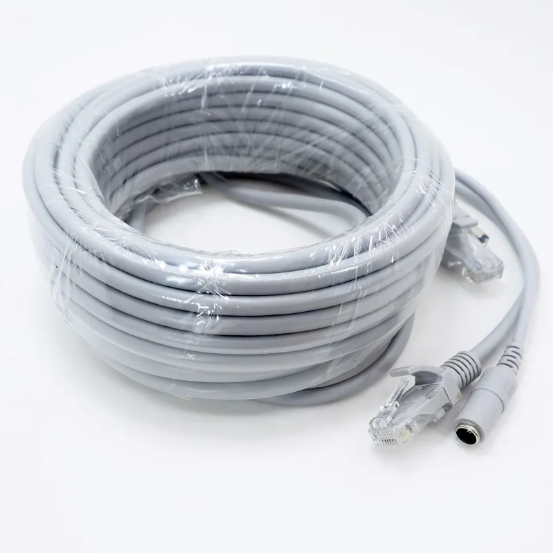 NC-10M 10 sztuk/partia 10M/33ft Cat5E sieci Ethernet LAN wideo/DC 12V kabel przedłużający moc do kamery IP CCTV