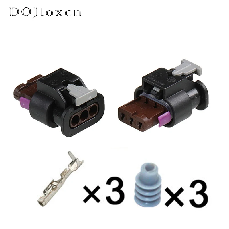 1/5/10/20/50/Sets 3Pin Waterproof Black Plug For VW Audi Land Rover Reversing Radar Magic Eye Wiring Female Connector 4F0973703A