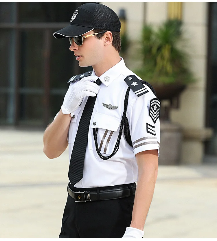 A maniche lunghe Abbigliamento di sicurezza di proprietà immobiliare concierge abiti da lavoro di sicurezza uniforme shirt + pantaloni + Accessori Per abiti