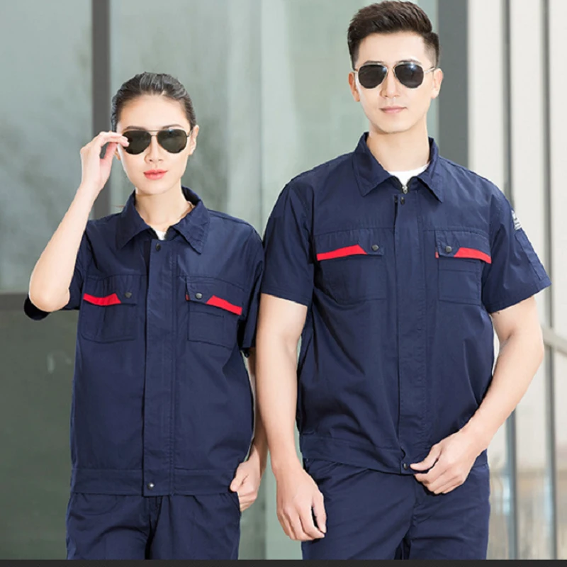 Summer Thin Short Sleeve Anti-Static Men Women Working Coveralls Breathable Auto Repair Workshop Suit Mechanical Working Uniform