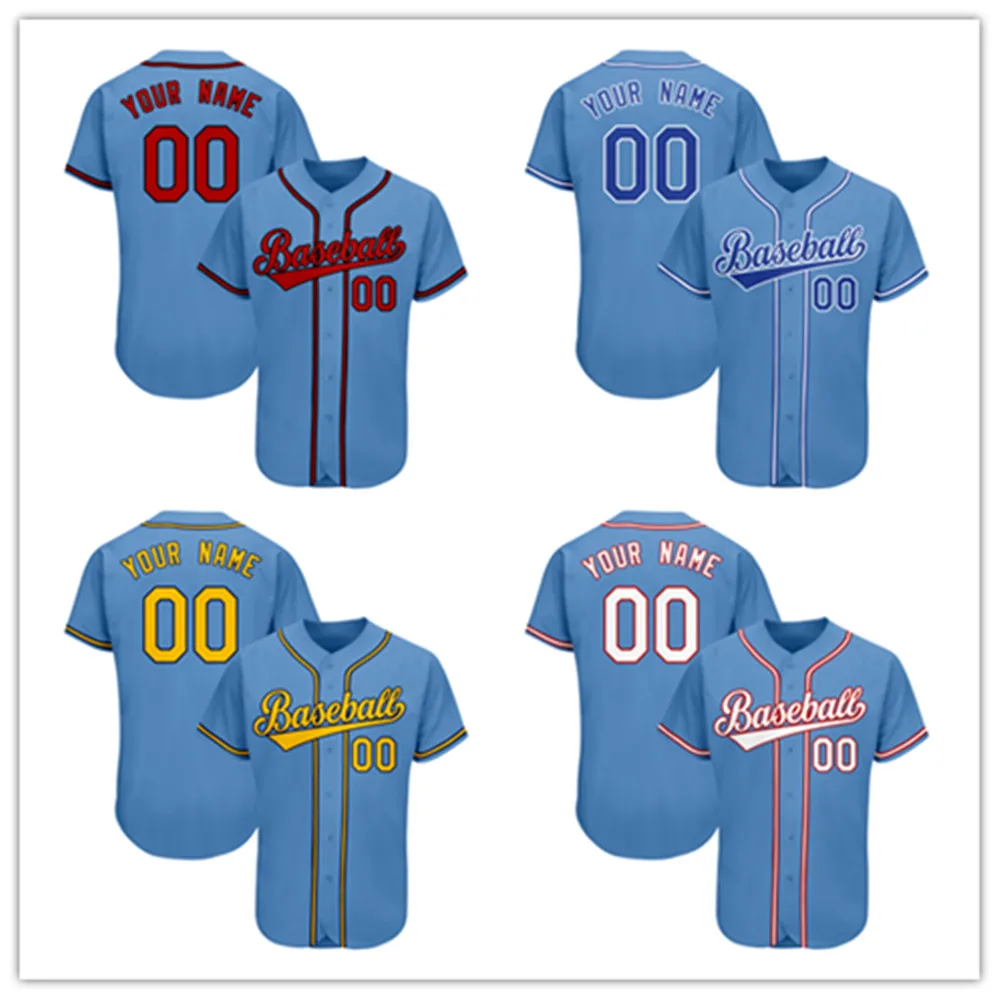 Custom Blue Baseball Jersey Personalize Stitched Softball Jerseys With Team Name/Number Design Athlete's High Quality Sportwear