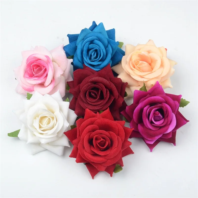 20pcs/lot Cheap Silk Artificial Rose Flower Head For Wedding Party Decoration DIY Scrapbook Simulation Fake Flower Wall Craft