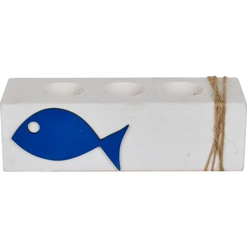 Utyawood Fish Wood White Tumbled Candle holder