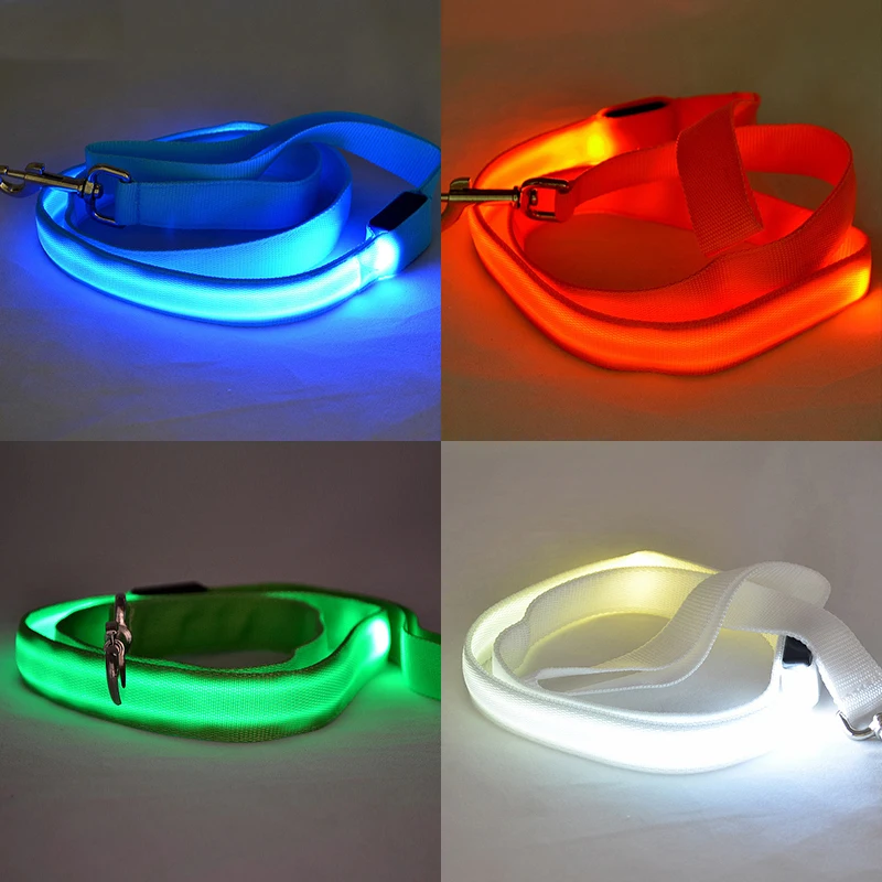 Luminous Dog Leash Rope LED Light Nylon Leash For Dogs Night Safety Anti-Lost/Avoid Car Accident Dog Collar Harness Accessories