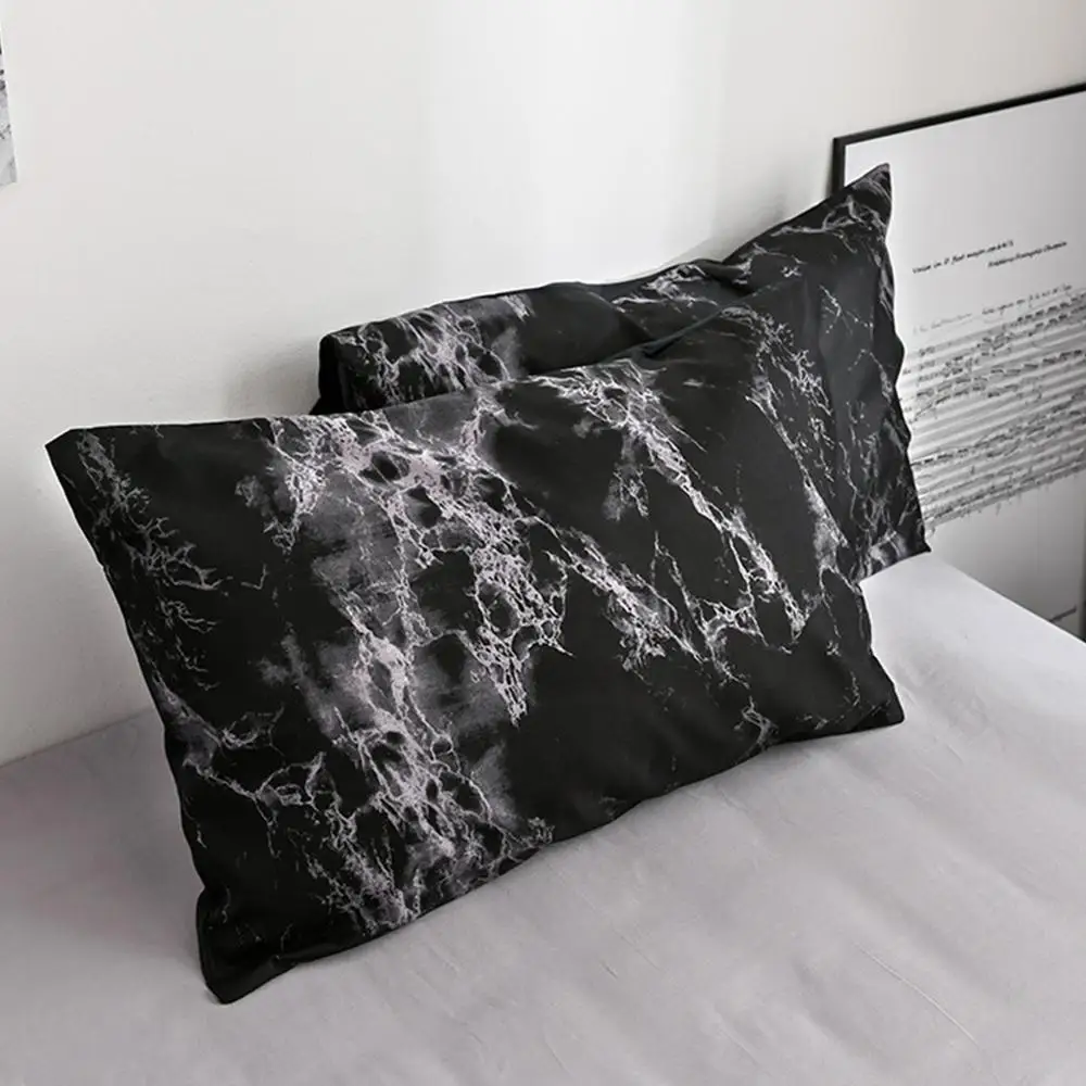 

42 Classic Black And White Marble Pattern 2 Pillow Cases For Bed Elastic Home Textile Pillowcase