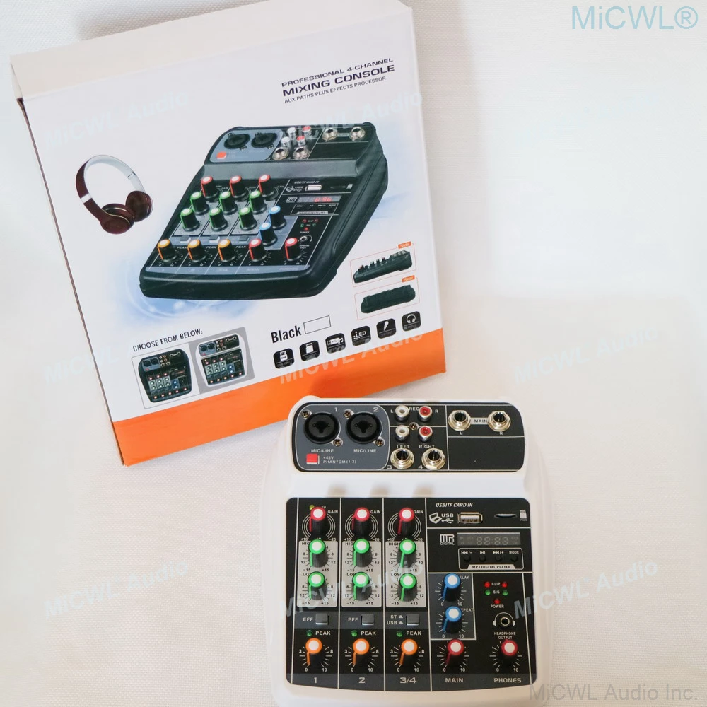 الجيل الجديد MG4 الأبيض خلاط 4 قناة بلوتوث وحدة التحكم خلط الصوت USB الكمبيوتر المحمول لايف DJ كاريوكي المعالج