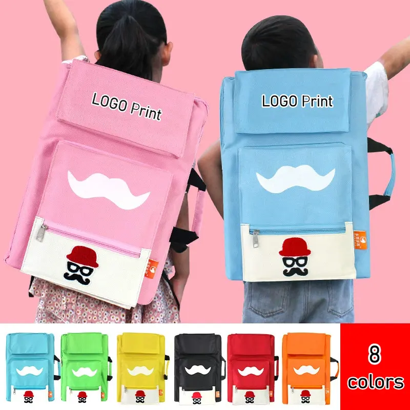 8K Cute Mustache Art Bag A3 Drawing Board Bag Kids Drawing Supplies Bag Portable Backpack For Children