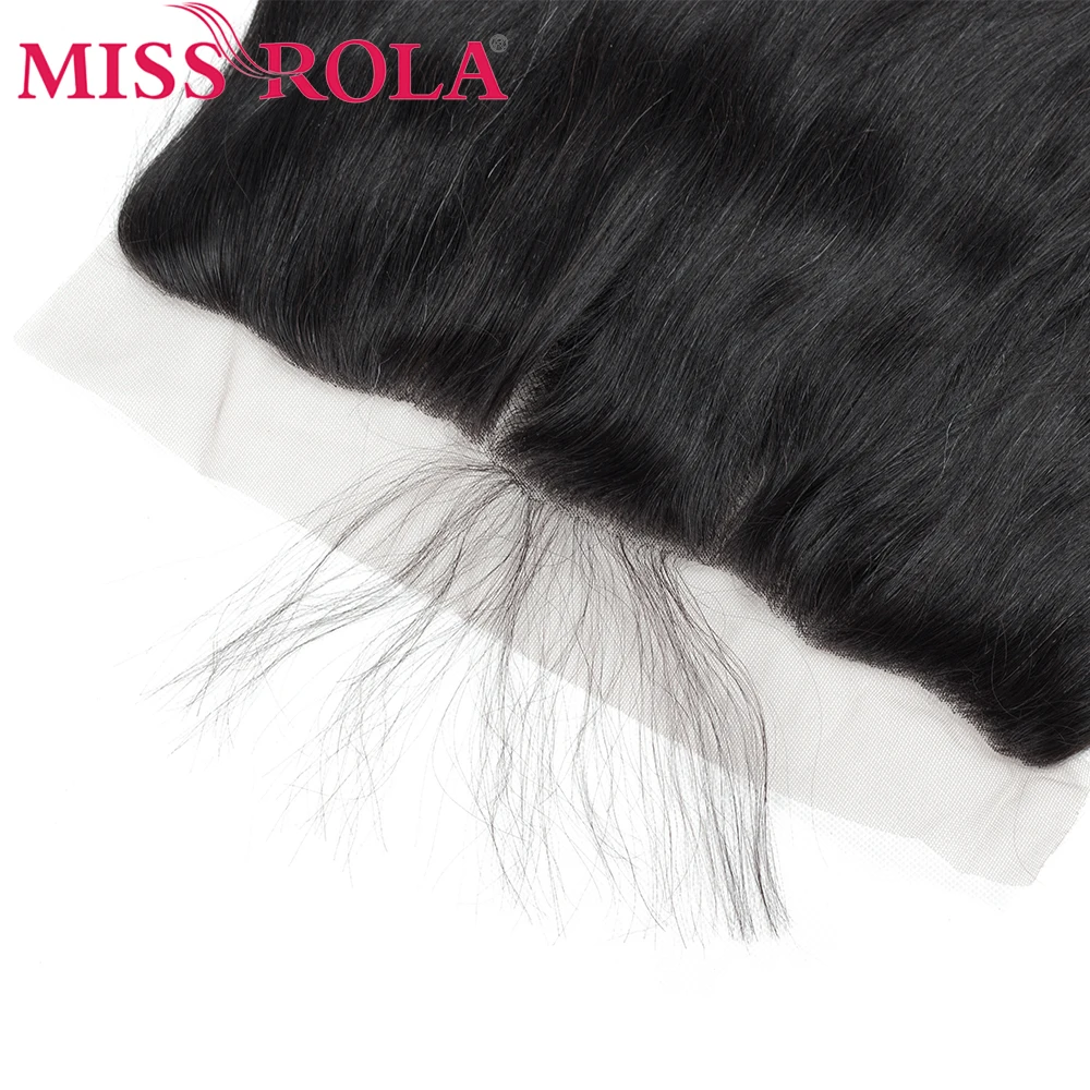 Miss Rola-Cabelo Humano Remy Brasileiro com Fechamento Frontal de Renda, Orelha a Orelha, Liso, Cor Natural, Cabelo de Bebê, 13x4