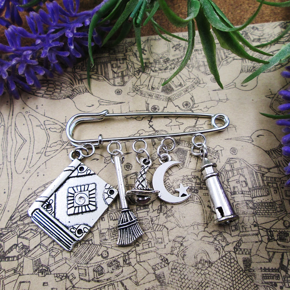 Witch kilt pin brooch enjoy the life charm brooch mother's day present friend birthday gift