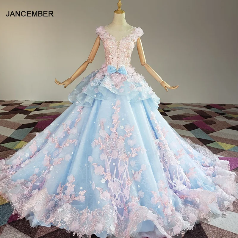 Pink Flowers Evening Dress Appliques Beading Quinceanera Dresses Christmas Party 2022 LS83920 vestidos de 15 años