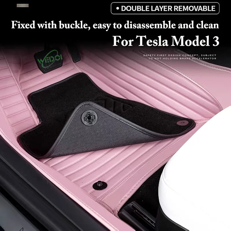 WEDOI New Pink Car Floor Mats For Tesla Model 3 2021 All Weather Waterproof Carpets Cargo Liners White  Accessories For Tesla