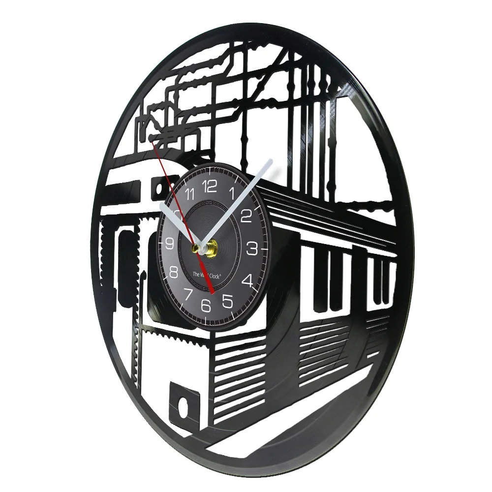 High Speed Railroad Train Retro Vinyl Record Wall Clock Transportation Facility Art Home Decor Watch Times Tickets Engineer Gift