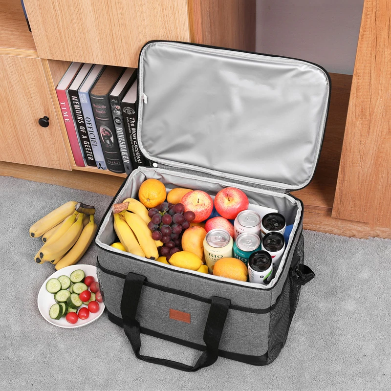 Large Outdoor Cooler Bag Food Thermo Bags Women Picnic Cold Drink Fruit Snacks Keep Fresh Pouch Delivery Insulated Pack Supplie