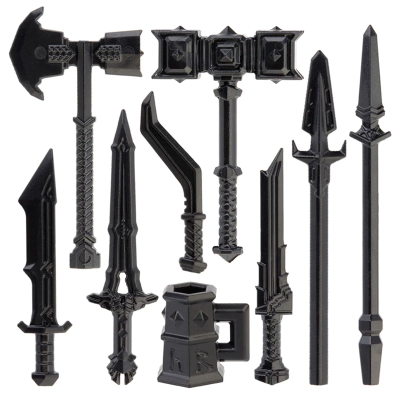 Koruit Mediaeval Times Dwarf Weapons For 4cm Mini Dolls Sword Spear Axe Accessories MOC Building Blocks Bricks Toys For Children