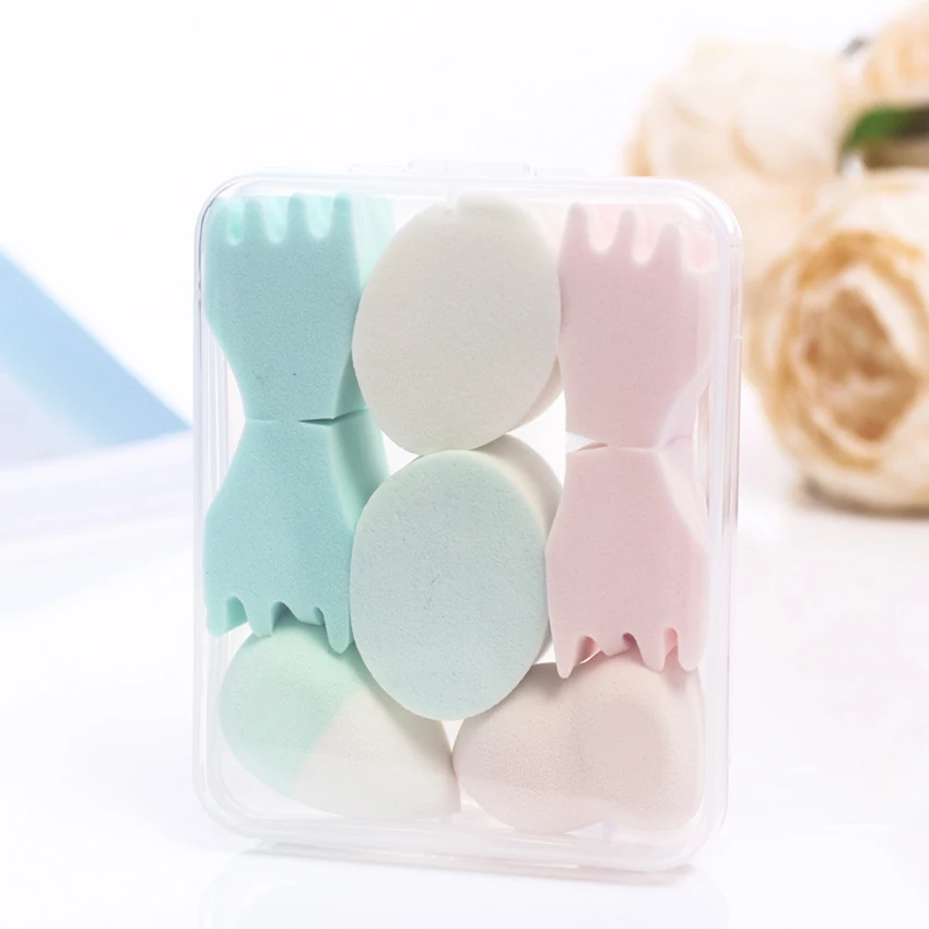 8/9ชิ้น/เซ็ตแต่งหน้าฟองน้ำแป้งพัฟเพชร/Water Drop Shape เครื่องสำอางค์พัฟแห้ง/เปียก BB ครีม foundation พัฟแต่งหน้าเครื่องมือ