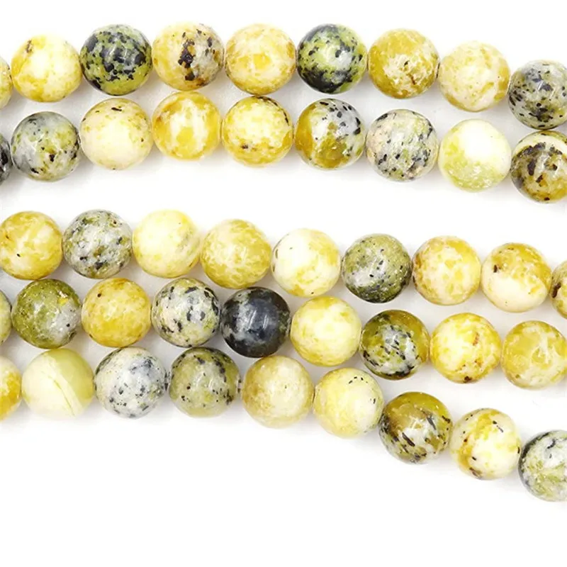 Natural Yellow Turquoise Round Loose Beads for Jewelry Making Necklace DIY Bracelets Accessories