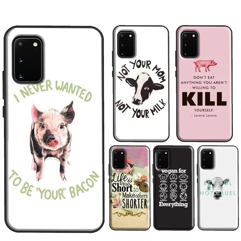 Vegan Love Animal Pig Cow Fundas For Samsung Galaxy S21 Ultra S22 S20 FE S8 S9 S10 Note 10 Plus Note 20 Ultra Case