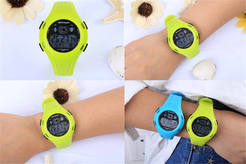 SANDA Brand Children Watches LED Digital Multifunctional Waterproof Wristwatches Outdoor Sports for Kids Boy Girls #331