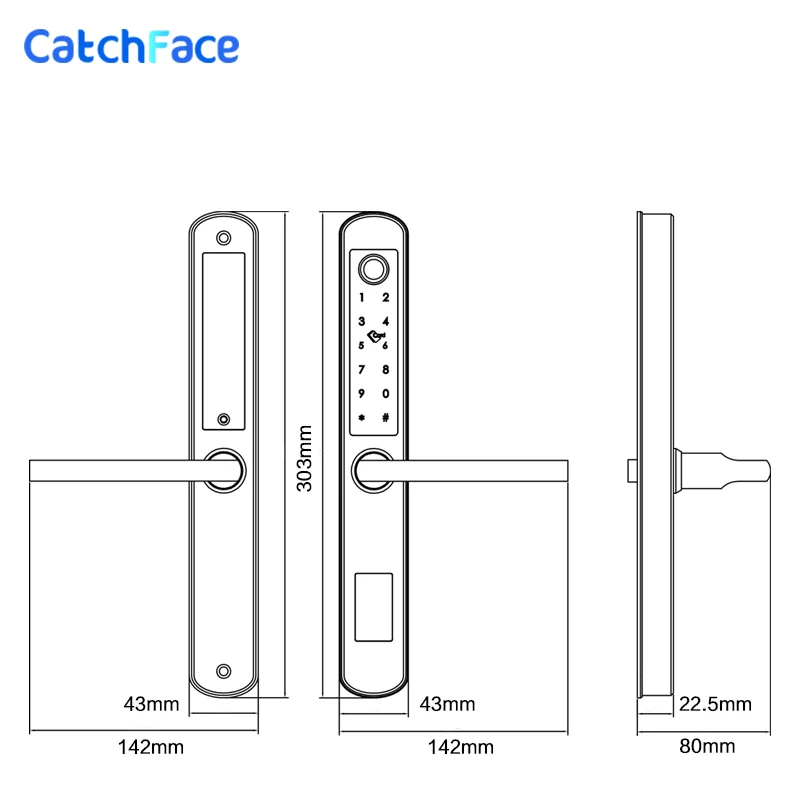 Waterproof Outdoor Gate Lock  Fingerprint Lock APP RFID Code Keyless Smart Lock Electronic Door Lock for Aluminum Door/Iron Gate