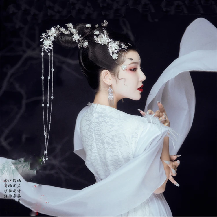 

Da Ji White Feather Fox Fairy TV Play Costume Hanfu for Photo House Stage Performance Cosplay Hanfu Female Vintage Chinese Hanfu