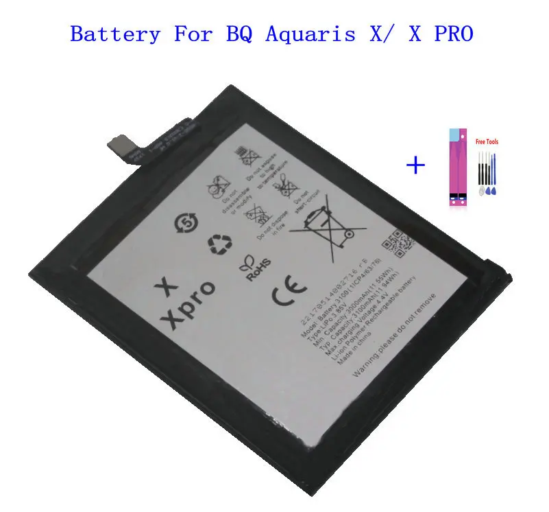 1x 3100mAh / 11.94Wh 3100 Phone Replacement Battery For BQ Aquaris X / X Pro Batteries + Repair Tools kit