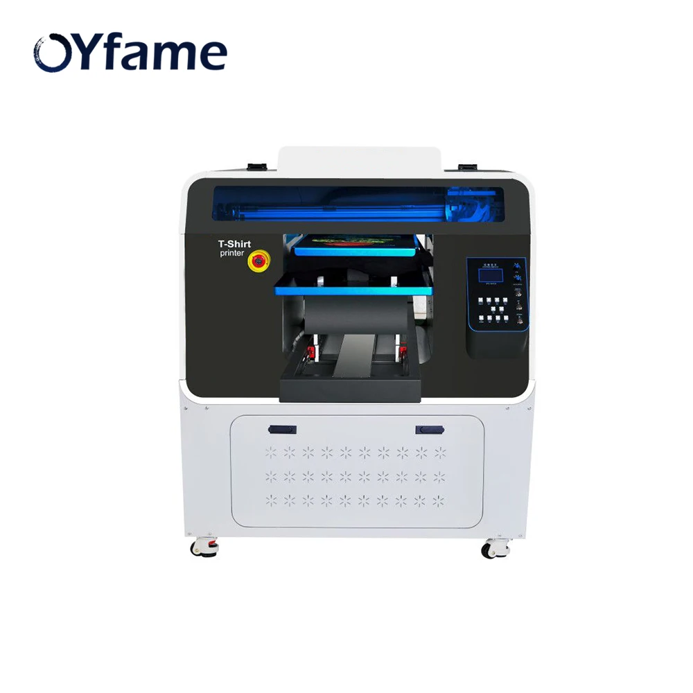 OYfame Automatic A3 Flatbed Printer t shirt Printing Machine For T-shirt textile fabric clothes Printer With Double Printerhead