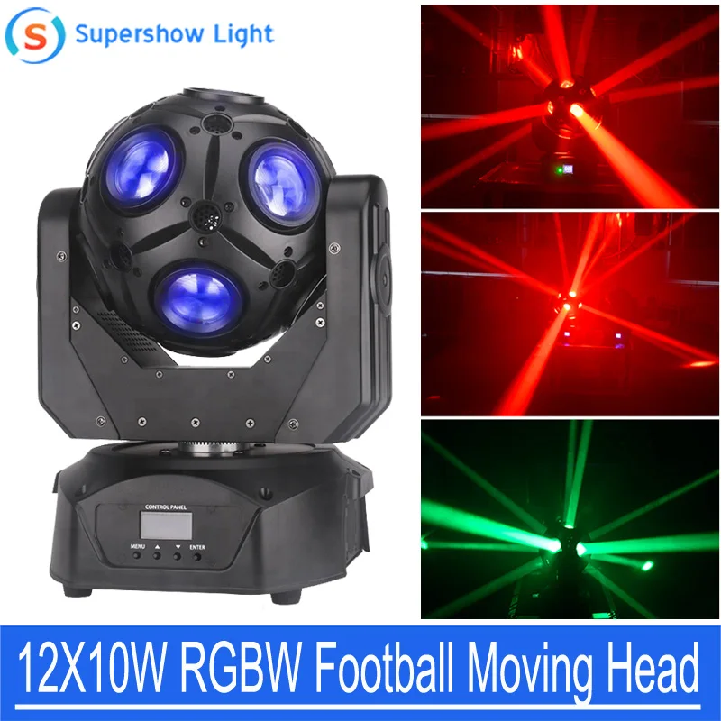 

New 12x10W RGBW 4in1 LED Football Moving Head Magic Ball Beam Effect Light