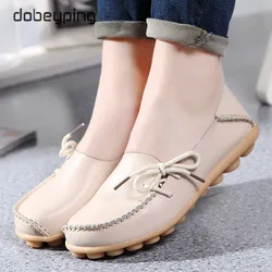 New Moccasins Women Flats 2023 Autumn Woman Loafers Genuine Leather Female Shoes Slip On Ballet Bowtie Women's Shoe Size 35-44