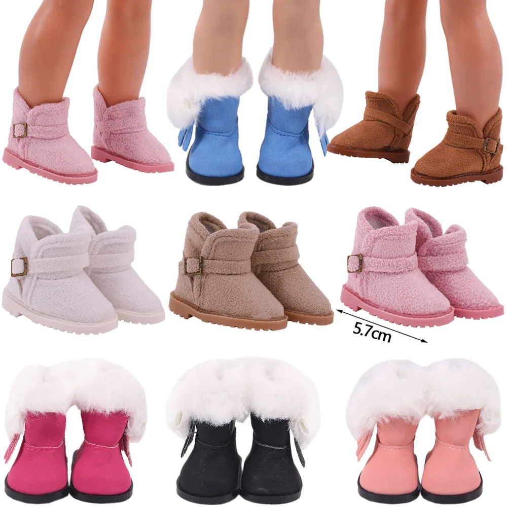 Doll Shoes Snow Boots Short Plush Upper For 14 Inch Wellie Wisher Doll & 32-34 Cm Paola Reina &1/6 bjd Doll Accessories,Toy Gift