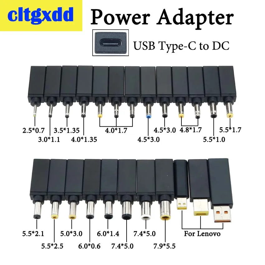 Cltgxdd 1piece Laptop PD Power Adapter USB Type C Female to DC 7.4x5.0/4.5x3.0/5.5x2.5mm Suitable for Lenovo Asus HP DELL Plug