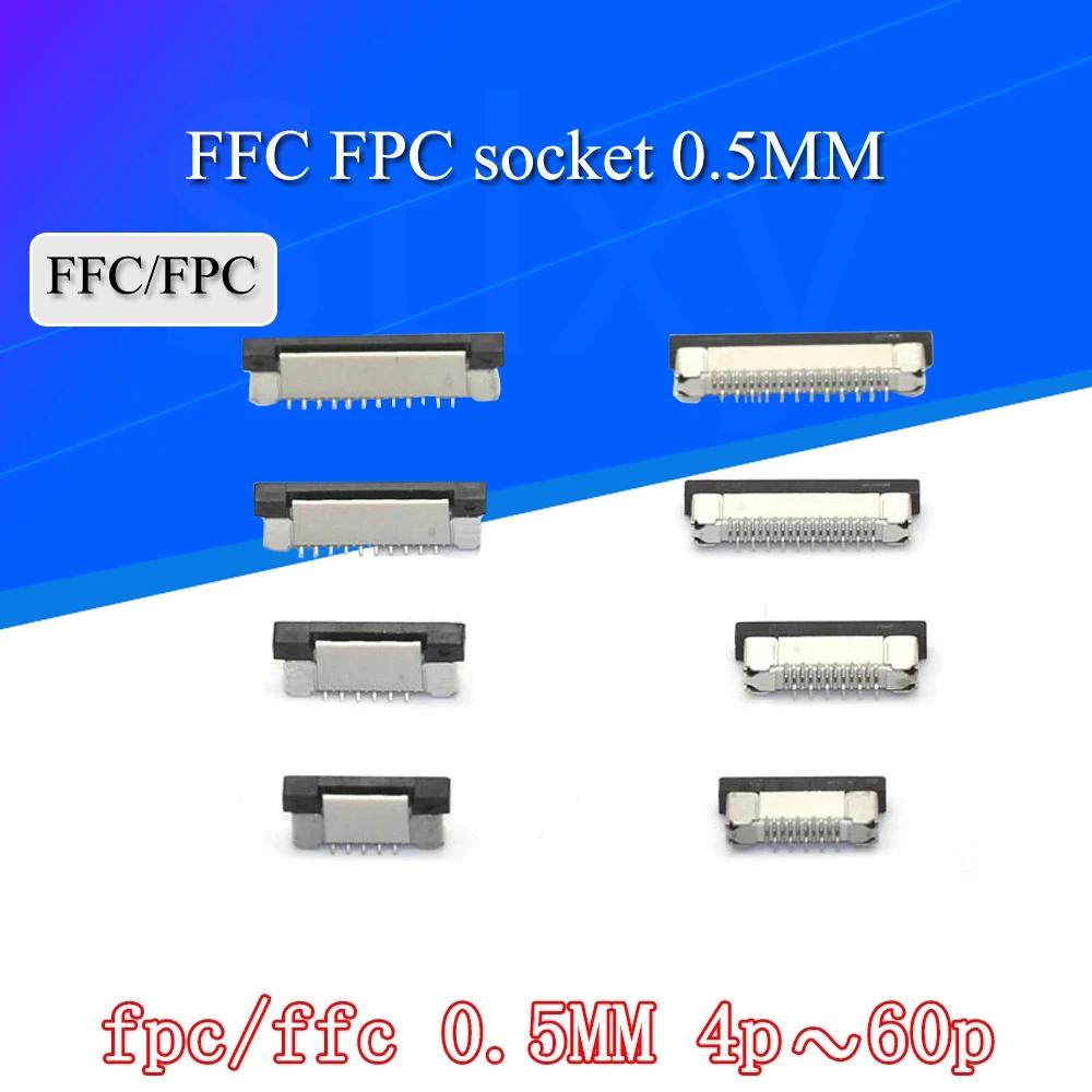 10 sztuk FFC FPC gniazdo 0.5mm 4/6/7/8/9/10/12/14/15/16/20/22/24/26/28/30/34/40/45/50/54/60 pinowe płaskie złącze typu pionowego