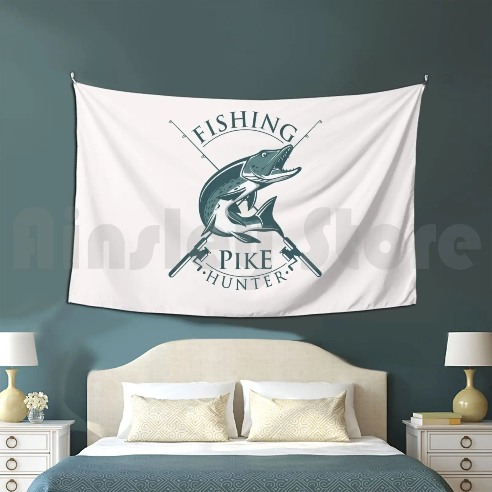 Fishing Pike Hunter Fisherman Pike Fishing Customized Tapestry Pike Muski Hunter Fish Fisherman Fishing