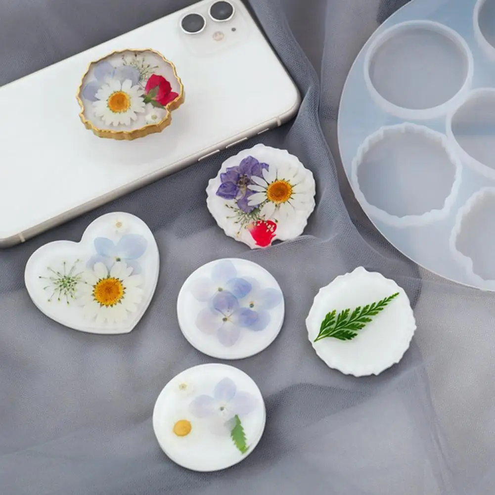 Diy Phone Case Holder Grip Resin Mold Easy Release Non-stick 7 Cavity Cabochon Epoxy Mould Handmade Universal Phone Bracket