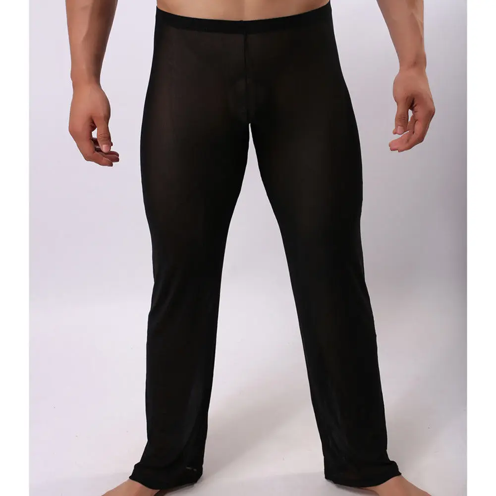 Hirigin-Pantalon transparent en maille douce pour hommes, vêtements de nuit chauds, vêtements d'intérieur sexy pour hommes