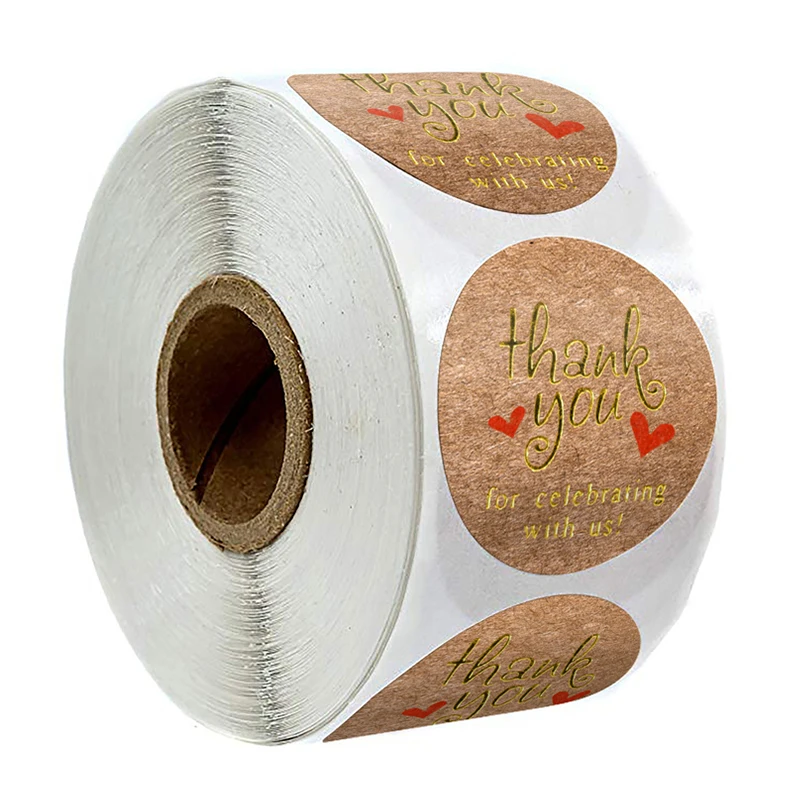 500 Chiếc Cảm Ơn Bạn Dán Tròn Giấy Kraft 1Inch Miếng Dán Thủ Công Làm Bánh Gói Nhãn Nhỏ Store Kinh Doanh Bao Bì Dán