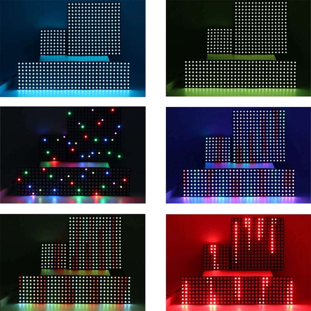 5Pcs WS2812B RGB LED Digital Flexible Individually Addressable Panel Strip Light WS2812 8x8 16x16 8x32 Module Matrix Screen DC5V