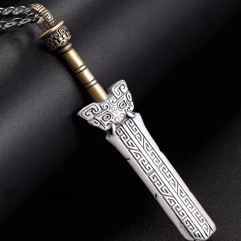 Punk Retro Amulet Broken Sword Pendant Simple Comfortable Silver Color Pendant Necklace Trendy Personality Man Birthday Gift