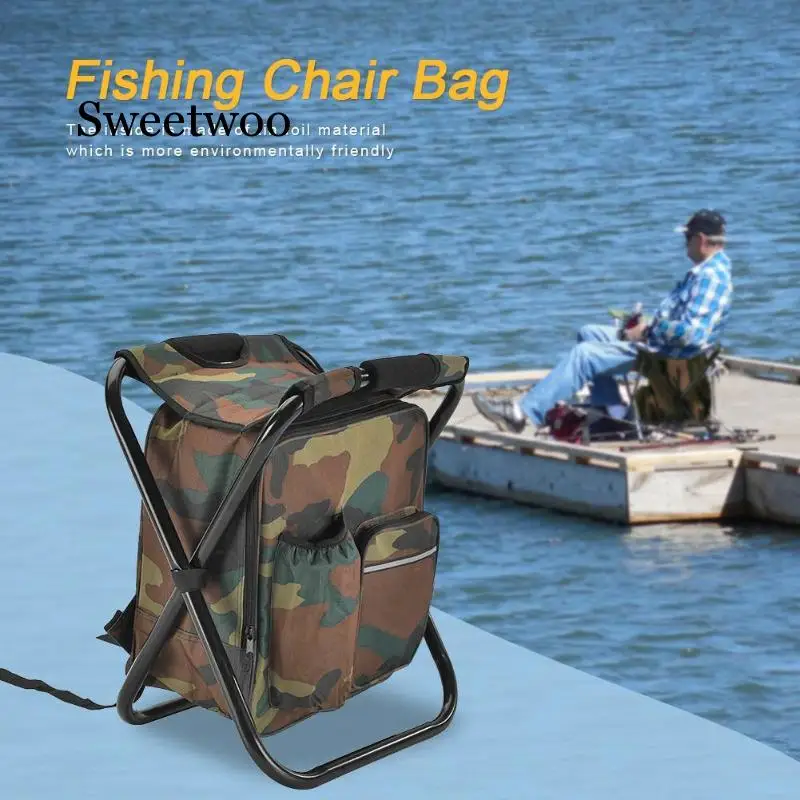 Outdoor Folding Chair Camping Fishing Chair Stool Backpack With Cooler Insulated Portable Picnic Bag Hiking Seat Table Bags