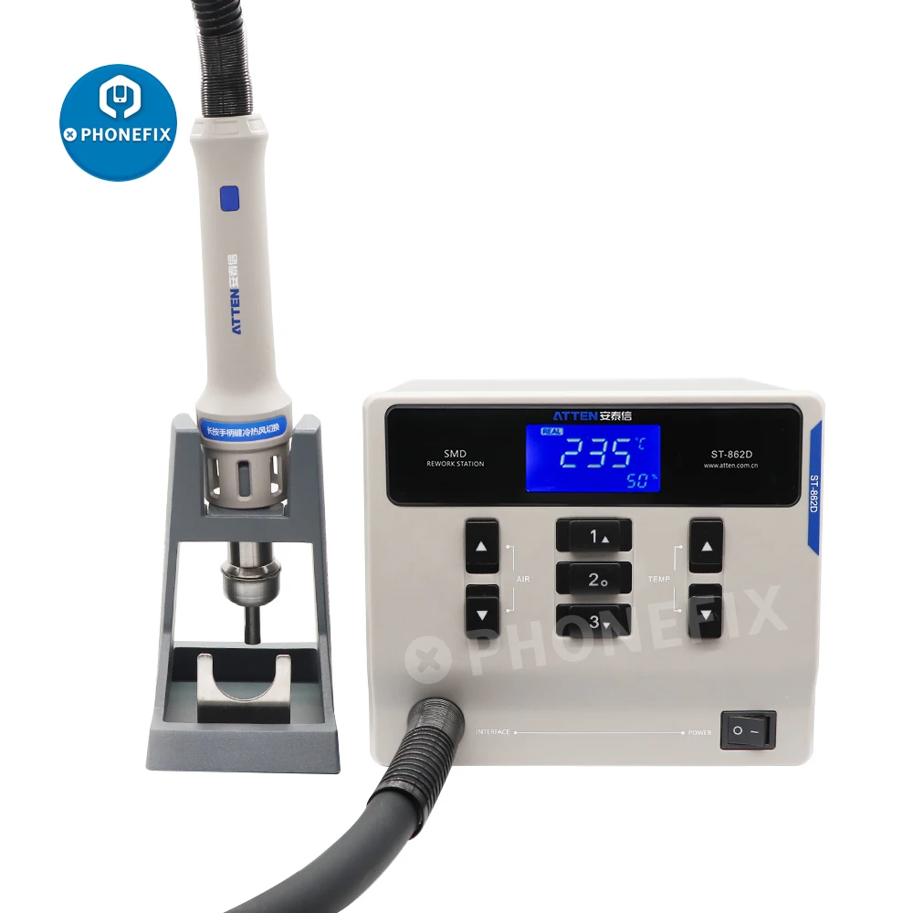 Imagem -02 - Estação de Solda Hot Air Gun Display Digital 1000w Retrabalho Inteligente Telefone Reparo Pcb Chip Atten-st862d