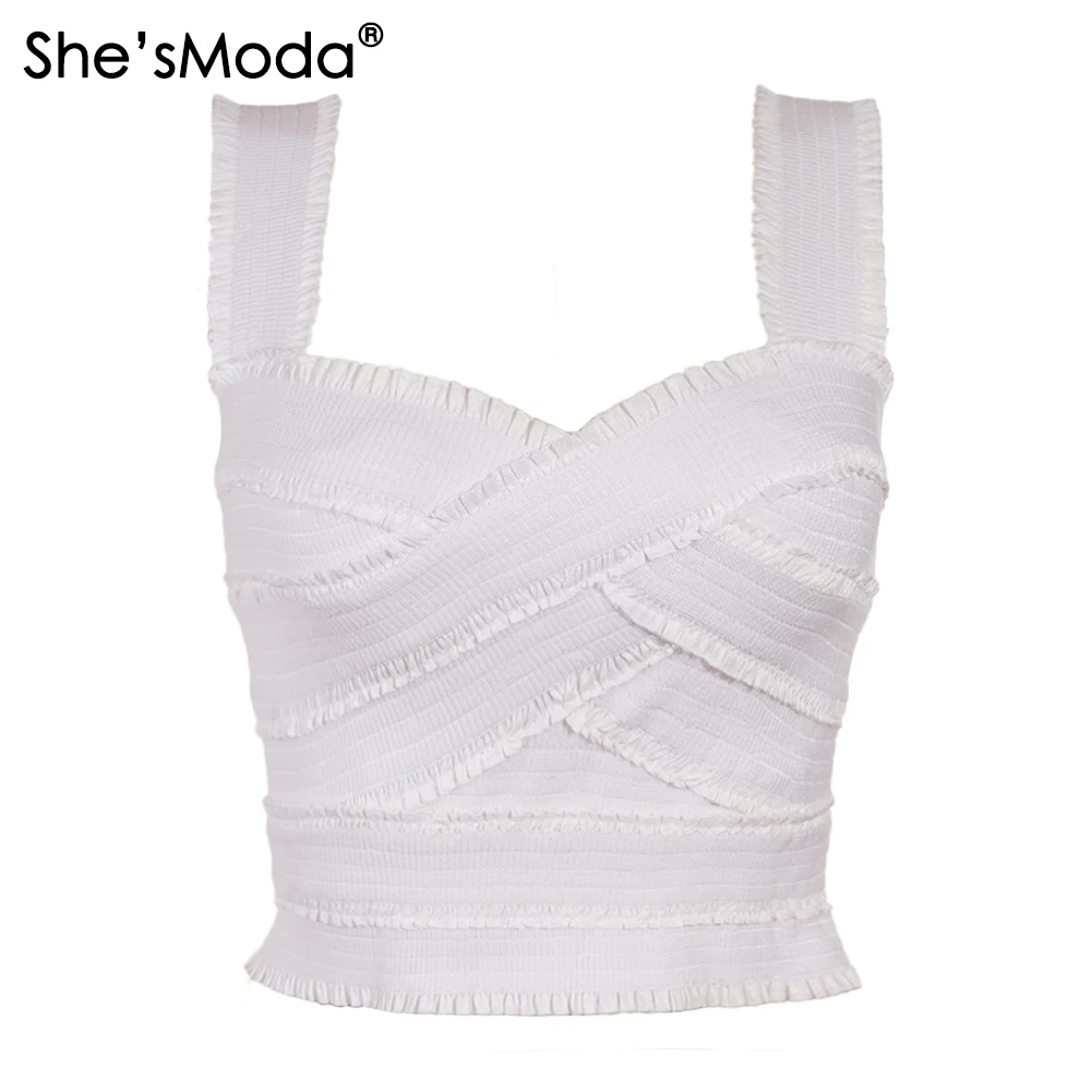 

She'sModa Delicate Bandage Slim Sleeveless Strapes Women's Spandex Club Party Tank Camis Vest Plus Size