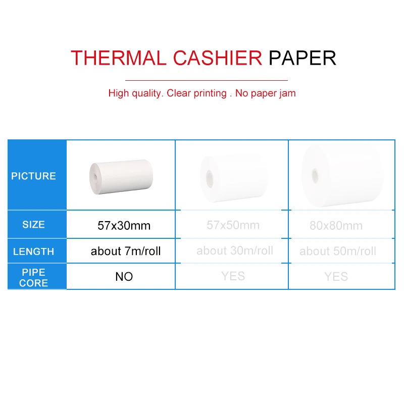 Thermal paper 57x30 mm POS printer 10 rolls mobile bluetooth Cash register paper Rolling papers pos hospitality