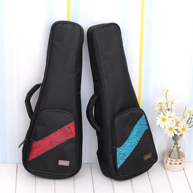 Ukulele Bag Case Black Red Blue Flower Backpack Handbag 12mm Thicken Soprano Concert Tenor 21 23 26 Inch Guitar Gig