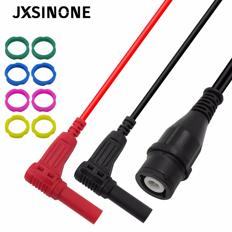 JXSINONE P1207 BNC male plug to 4mm Right angle Banana Plugs Coaxial Cable Oscilloscope Test Lead 120CM