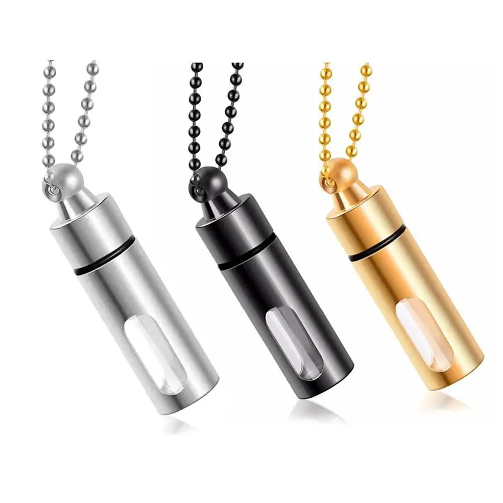 Openable Glass Container Tube Urn Necklaces for Ashes Stainless Steel Cremation Jewelry Memorial Pendant Keepsake + Funnel Fill