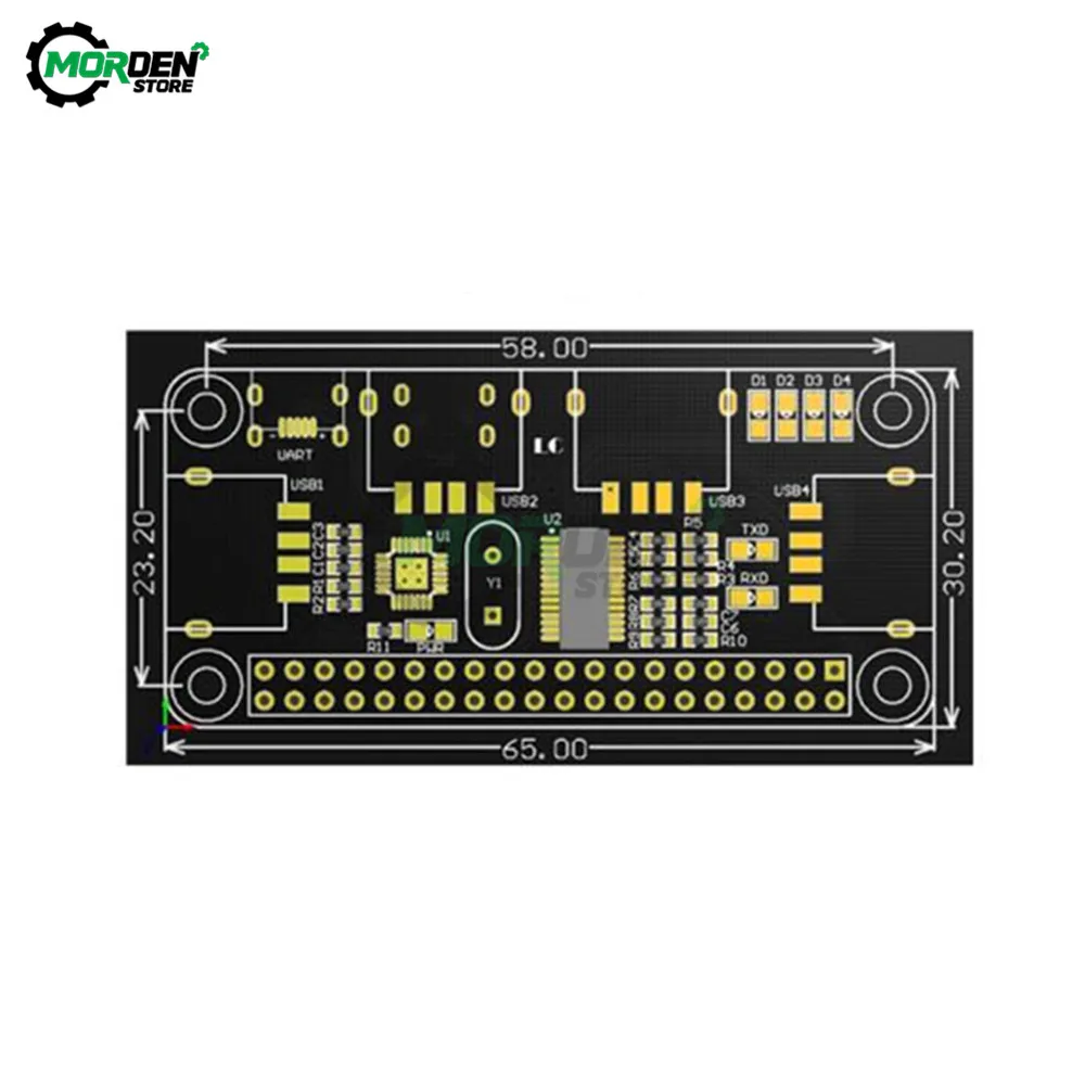 4 Ports USB HUB HAT For Raspberry Pi 3 / 2 / Zero W Extension Board USB To UART For Serial Debugging Compatible With USB2.0/1.0